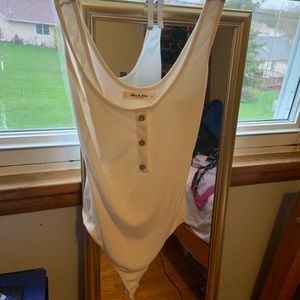 White Ribbed Bodysuit